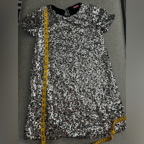 Barbie Holiday Sequined Girl's Dress Black and Silver Midi Size 8 - Picture 13 of 13
